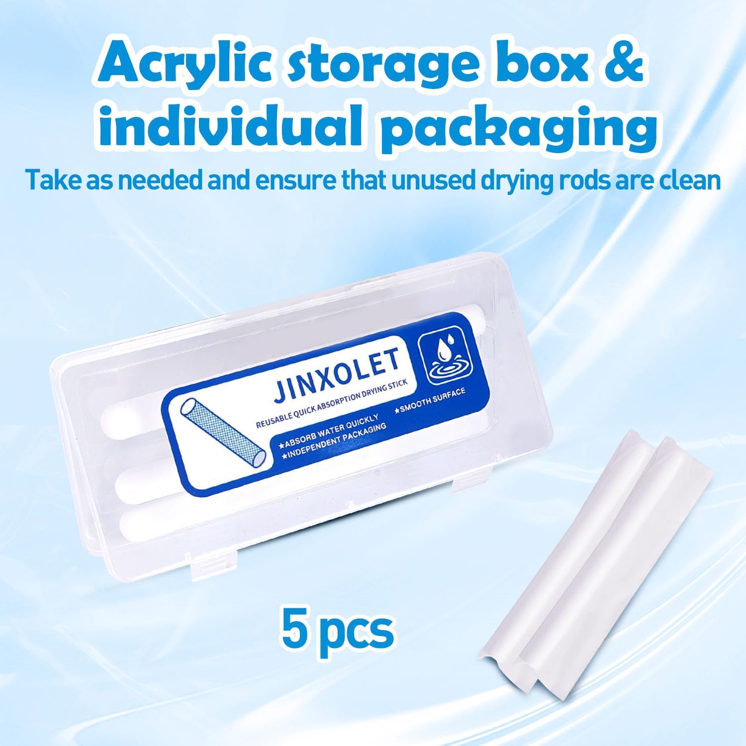 5-Pack Fiber Drying Sticks with Acrylic Storage Box