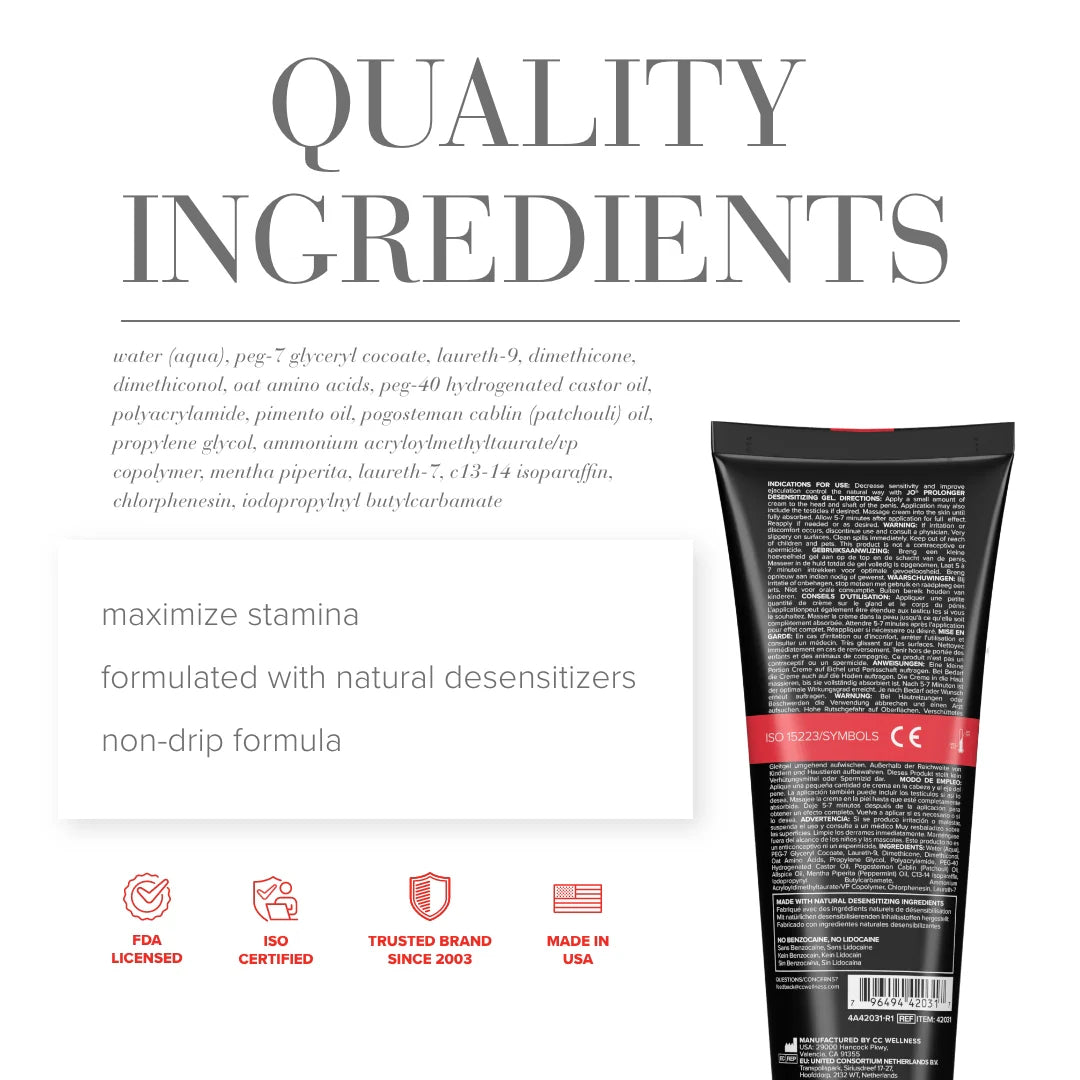 JO Prolonger Benzocaine Free Delay Gel - 60ml - Onahole World