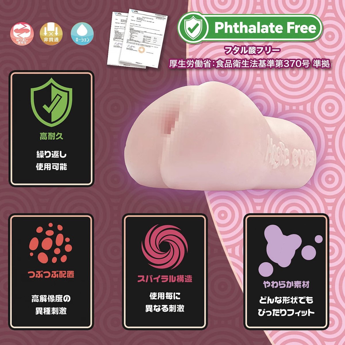 Magic Eyes Fuwatsubu Mellow Bitchiri Spiral Orb Onahole - Soft Folds - Onahole World