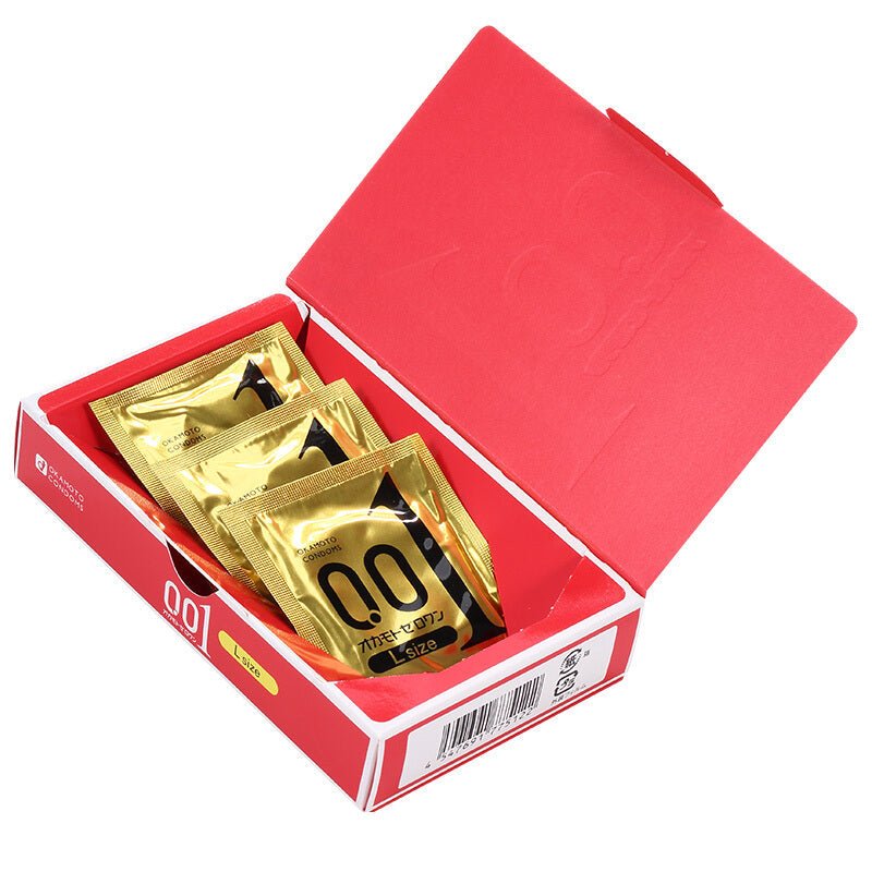 Okamoto 0.01 Ultra - Thin Condoms - Large Size (3/Pack) - Onahole World