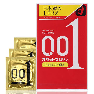 Okamoto 0.01 Ultra - Thin Condoms - Large Size (3/Pack) - Onahole World