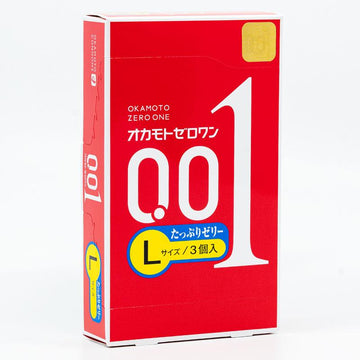 Okamoto 0.01 Ultra - Thin Condoms - Large Size with Lubricant (3/Pack) - Onahole World